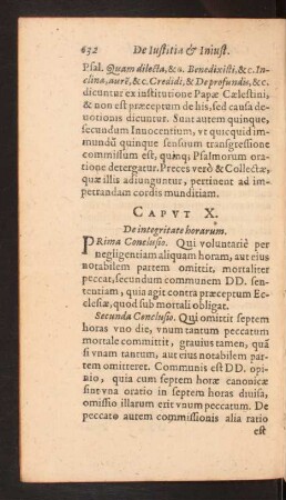 Capvt X. De integritate horarum.