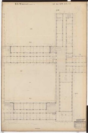 Reichsluftfahrtministerium, Berlin: Teilgrundriss L1/L2/Q1 1:100 (3. OG)