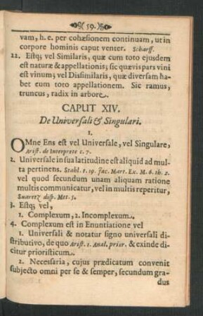 Caput XIV. De Universali & Singulari.