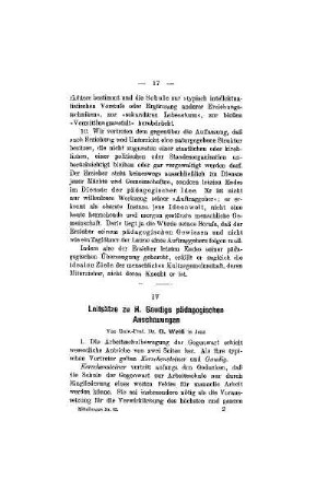 Leitsätze zu H. Gaudigs pädagogischen Anschauungen