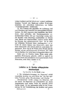 Leitsätze zu H. Gaudigs pädagogischen Anschauungen