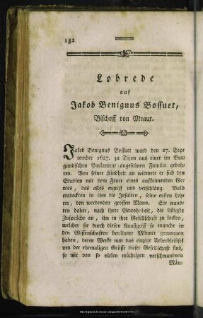 Lobrede auf Jakob Benignus Bossuet, Bischoff von Meaux