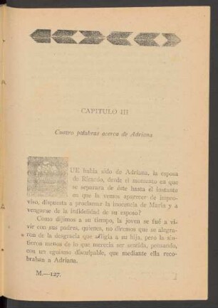 Capítulo III - Cuatro palabras acerca de Adriana