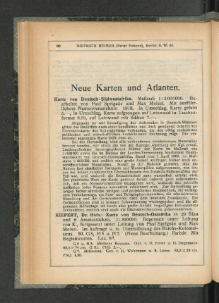 Neue Karten und Atlanten.
