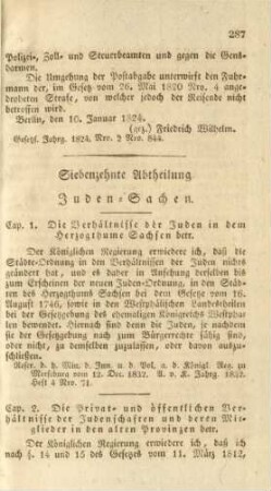 Siebenzehnte Abtheilung. Juden-Sachen.