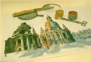 Dresden? Filmtrick zum Wiederaufbau der Frauenkirche. Studio, aufgenommen 1993