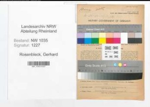 Entnazifizierung Gerhard Rosenbleck , geb. 31.08.1900 (Lohnbuchhalter)