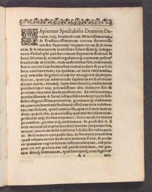 Sapienter Spectabilis Domine Decane ...