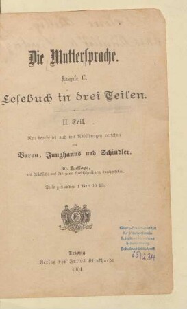 Teil 2 = [2. - 4. Schuljahr], [Schülerband]: [Teil 2 = [2. - 4. Schuljahr], [Schülerband]] : Lesebuch in 3 Teilen