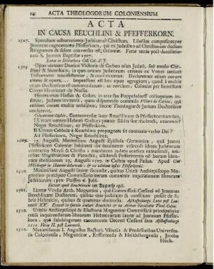 Acta In Causa Reuchlini & Pfefferkorn.