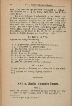 XVIII. Sechtes Naturalien-Zimmer.