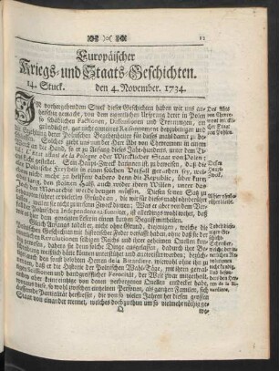 14. Stuck. den 4. November. 1734.