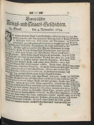 14. Stuck. den 4. November. 1734.