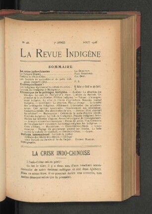 La Crise Indo-Chinoise.