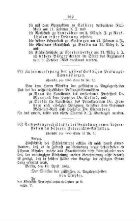 Zusammensetzung der wissenschaftlichen Prüfungs-Commissionen : [III. Gymnasien und Realschulen]