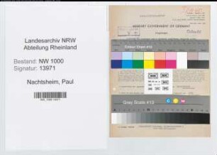 Entnazifizierung Paul Nachtsheim, geb. 18.09.1896 (Steuergehilfe)