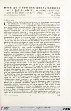 15: Deutsche Wandteppichmanufakturen im 18. Jahrhundert : Die Bildteppichmanufakturen in den Markgrafschaften Bayreuth und Ansbach