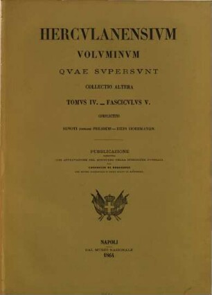 Herculanensium voluminum quae supersunt. Collectio altera. 4. 1864, Fasc. 5