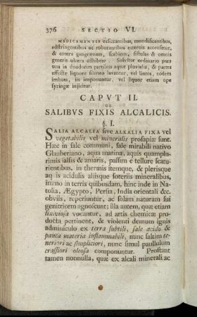 Caput II. De Salibus Fixis Alcalicis.