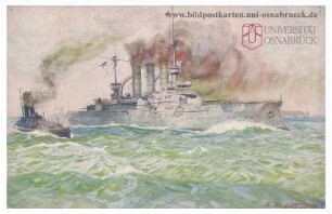 Deutsches Linienschiff auf Patrouillenfahrt bei Helgoland [R]