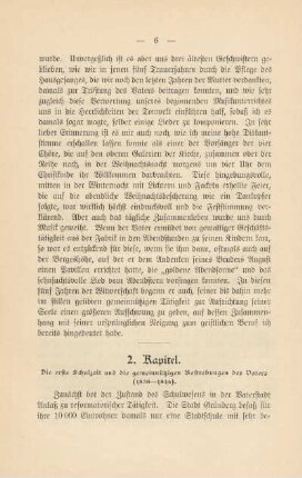 2. Kapitel. Die erste Schulzeit und die gemeinnützigen Bestrebungen des Vaters (1838-1846)