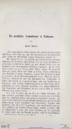 Die griechischen Ausgrabungen in Epidauros