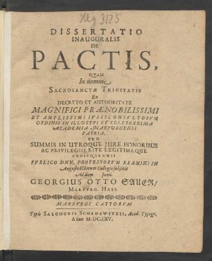 Dissertatio Inauguralis De Pactis