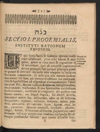 Sectio 1. Prooemialis, Institituti Rationem Exponens.