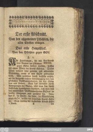 Der erste Abschnitt. Von den allgemeinen Pflichten, die allen Christen obliegen.