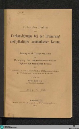 Über den Einfluss der Carbonylgruppe bei der Bromirung methylhaltiger aromatischer Ketone