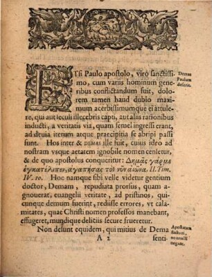 Demas, seu de apostasia commentatio theologica : qua ad viri maxime reverendi Christiani Loeberi, apud Ronneburgenses sacrorum antistitis longe gravissimi, recitationes solennes atque conflictum publicum, ad honores theologicos impetrandos ... invitat Ioan. Franciscus Buddeus