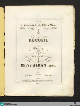3e recueil de chants : pour piano; oeuvre 65