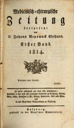 Medicinisch-chirurgische Zeitung. 1814, 1