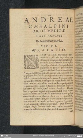 Andreae Caesalpini Artis Medicae Liber Octavus. De Genitalium morbis