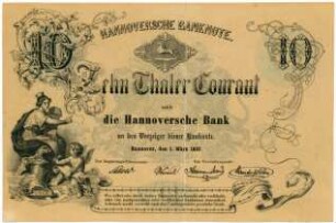 Geldschein, 10 Taler Courant, 1.3.1857