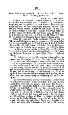 Religionsunterricht in der Volksschule, spec. in der Provinz Hannover : [IV. Elementarschulwesen]
