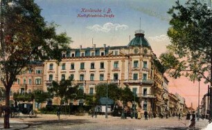 Postkartenalbum mit Motiven von Karlsruhe. "Karlsruhe in Baden. Karl-Friedrich-Straße"