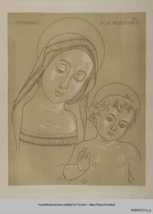 Oberkörper einer Madonna mit Kind (nach einem Bild von Giovanni di Pietro in der Pinacoteca in Spoleto)