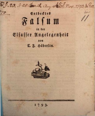 Entdecktes Falsum in der Elsasser Angelegenheit