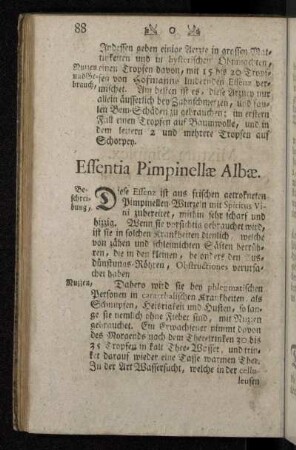 Essentia Pimpinellæ Albæ.