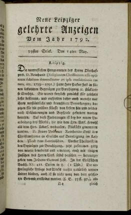 39stes Stück. Den 14ten May.