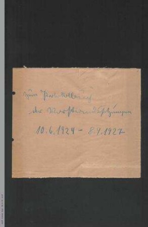 Zum Protokollbuch der Vorstandssitzungen 10.6.1924 - 8.9.1927