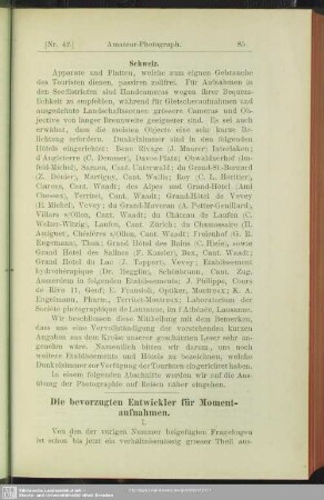 Die bevorzugten Entwickler für Momentaufnahmen