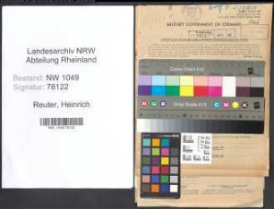 Entnazifizierung Heinrich Reuter , geb. 15.09.1890 (Wachtmeister)
