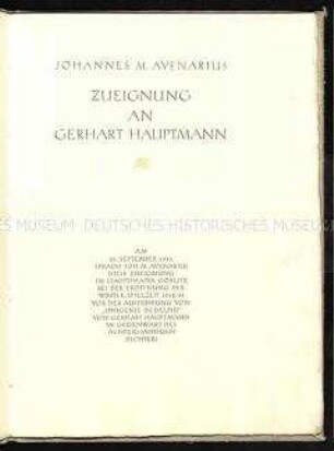 Festbuch für Gerhart Hauptmann