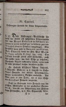 IV. Capitel. Differenzial-Formeln der ebenen Trigonometrie.
