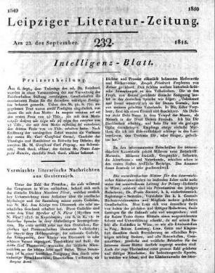 1815-09-23 : 232. Stück [Intelligenz-Blatt]