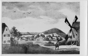Wermsdorf-Collm. Bockmühle und Ortsansicht, Ausschnitt aus Ortsansicht
