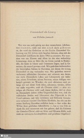 Zinzendorf als Liturg