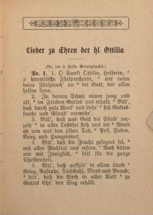 Lieder zu Ehren der hl. Ottilia.